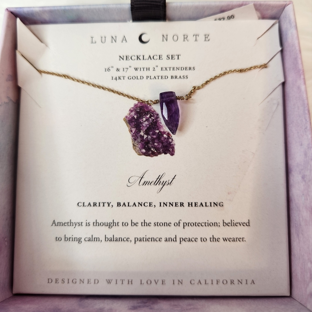 Luna Norte Amethyst  necklace purple real stone Clarity and Balance